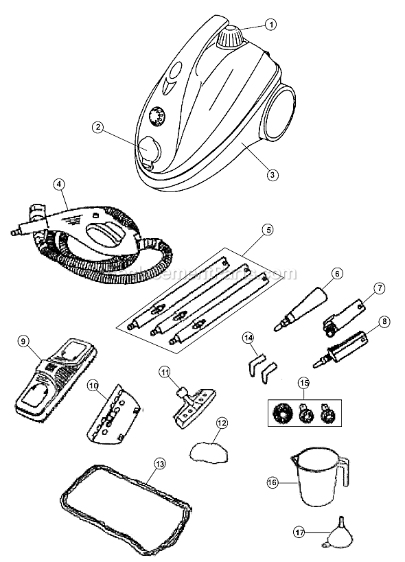 Page A Diagram and Parts List for PD20020  Dirt Devil Steamer